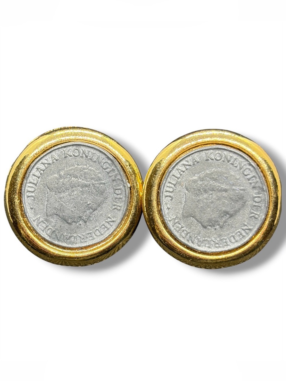 Dutch Guilder Coin Earrings Featuring Queen Juliana Clip On